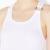 Biały top bez rękawów z motywem piercingu Biały top bez rękawów z motywem piercingu