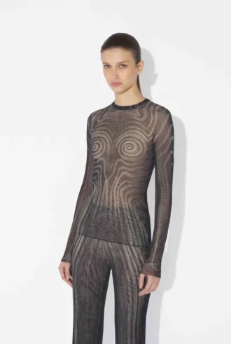 Czarna bluzka w spirale Topy