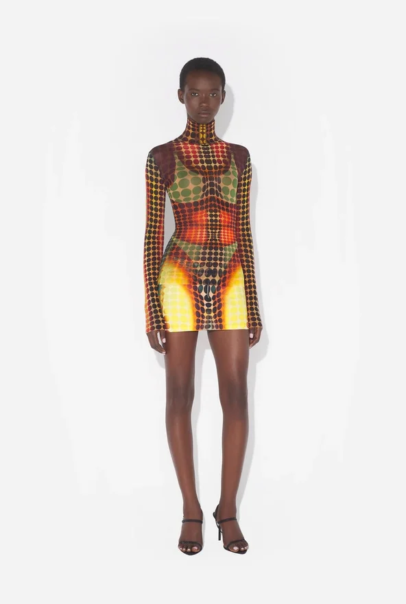 Re-Edition – brązowa bluzka z siateczki w kropki Re-Edition – brązowa bluzka z siateczki w kropki