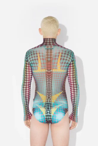 Re-Edition – niebieska koszulka Mesh Print w kropki