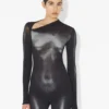 Srebrny Body z nadrukiem „Body Dust” Srebrny Body z nadrukiem „Body Dust”